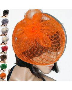 Cappello cerimonia Donna piume arancio FASCINATOR BURLESQUE arancione art D0384